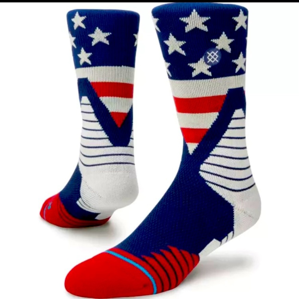 Stance Men Red White Blue Crew Stars Stripes NBA